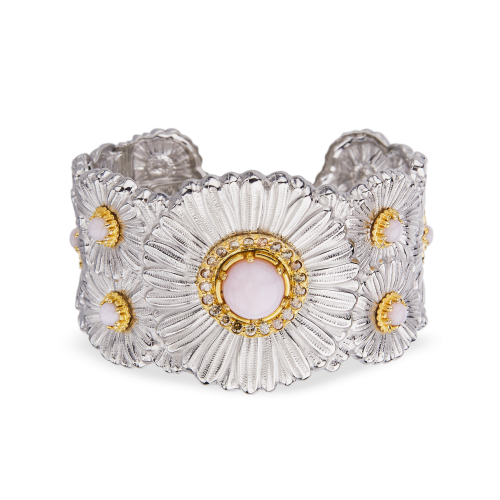 BLOSSOMS COLOR 银镶蛋白石手镯