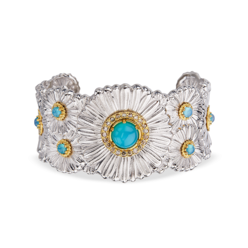 BLOSSOMS COLOR 银镶浅蓝玛瑙手镯