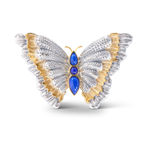BLOSSOMS COLOR 银镶青金石蝴蝶胸针