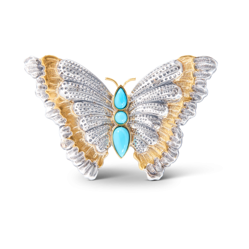 BLOSSOMS COLOR 银镶绿松石蝴蝶胸针
