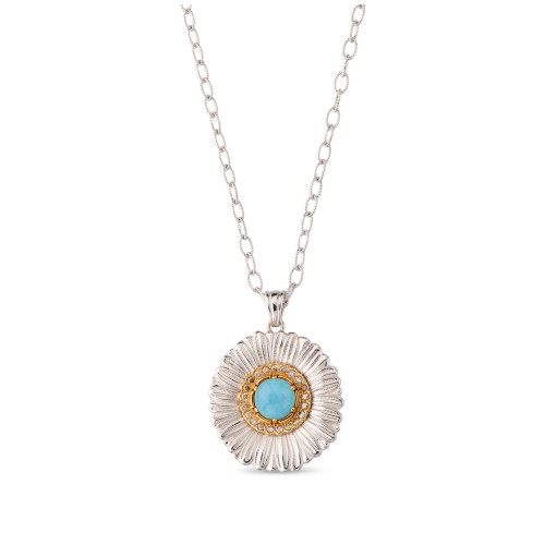 BLOSSOMS COLOR 银镶蓝玛瑙吊坠