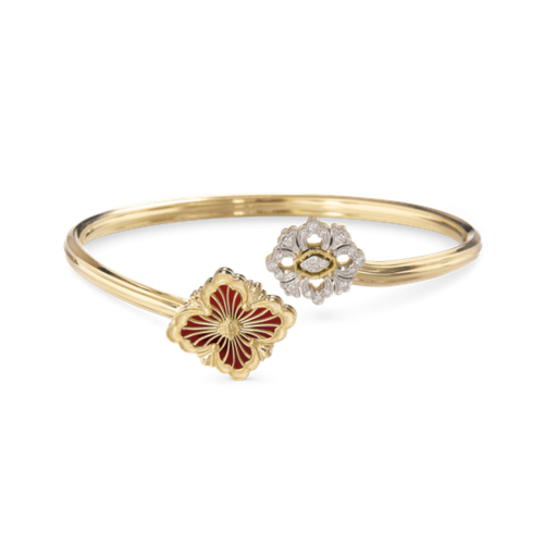 OPERA TULLE ENAMEL 黄金、白金和红色珐琅手镯