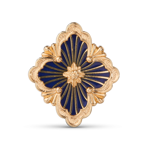 OPERA TULLE 黄金底镶蓝色珐琅胸针