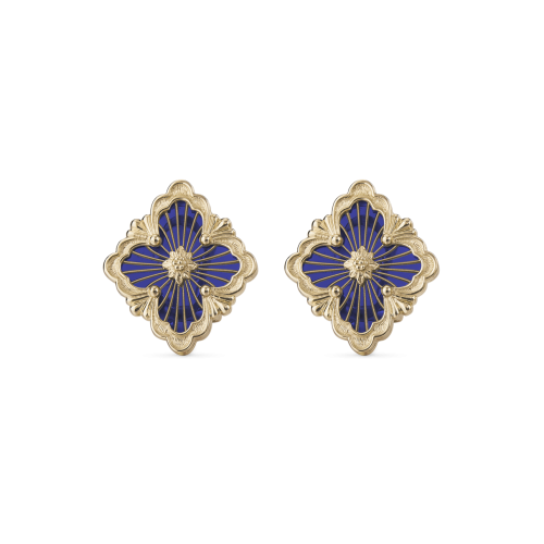 OPERA TULLE ENAMEL 黄金和蓝色珐琅耳钉
