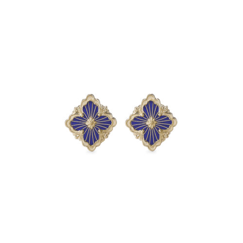 OPERA TULLE ENAMEL 黄金和蓝色珐琅耳钉