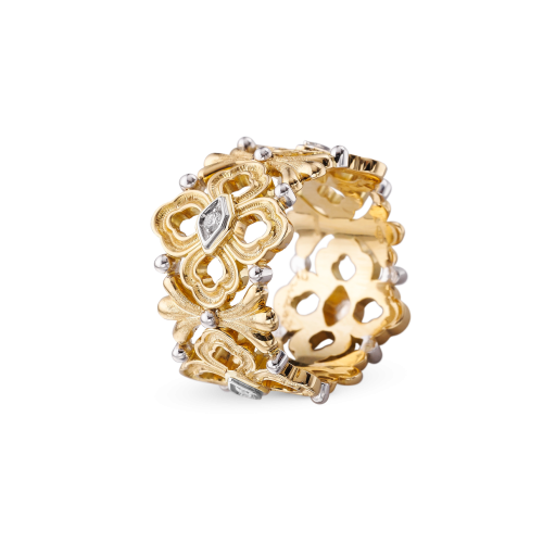 OPERA ETERNELLE 黄金和白金镶钻结婚戒指