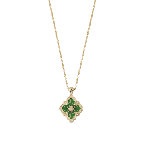OPERA TULLE ENAMEL 黄金和绿色珐琅吊坠
