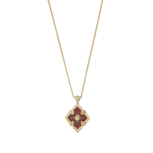 OPERA TULLE ENAMEL 黄金和红色珐琅吊坠