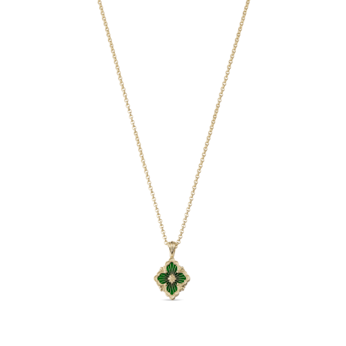 OPERA TULLE ENAMEL 黄金和绿色珐琅吊坠