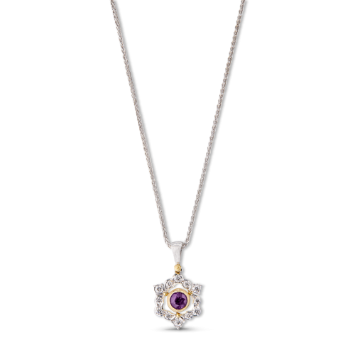 GHIRLANDA COLOR白金和黄金镶粉色蓝宝石吊坠