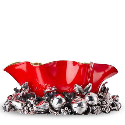 ROSSO MARAVIGLIA 银与 VENINI 玻璃餐桌中央摆饰