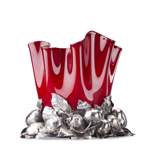 ROSSO MARAVIGLIA 银与 VENINI 玻璃小号花瓶