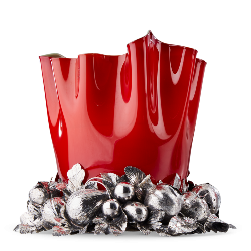 ROSSO MARAVIGLIA 银与红色 VENINI 玻璃中号花瓶