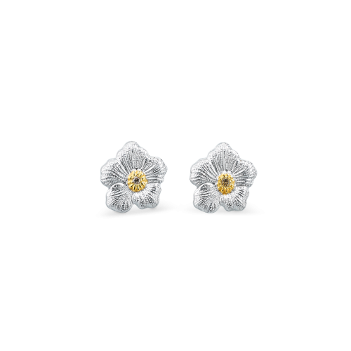 BLOSSOMS银质镀金小耳扣，镶嵌棕色花式钻石