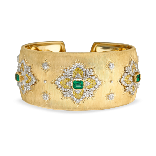 OPERA HIGH JEWELLERY 黄金和白金镶祖母绿手镯