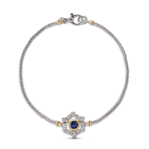 GHIRLANDA COLOR白金和黄金镶蓝色蓝宝石手链