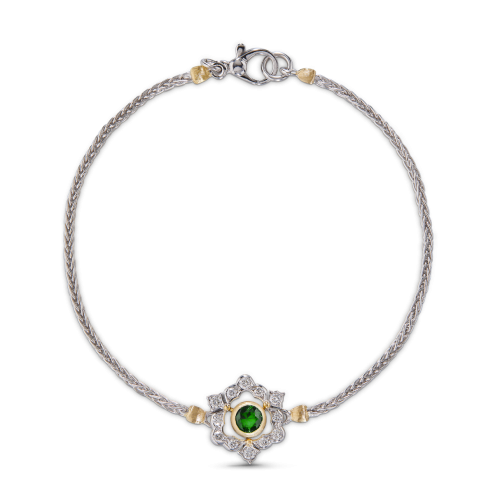 GHIRLANDA COLOR白金和黄金镶沙弗莱石手链