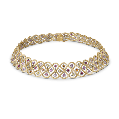 ÉTOILÉE COLOR 黄白金项链，镶嵌锰铝榴石、红宝石与蓝宝石