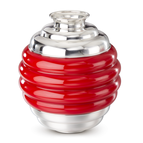 ROSSO MARAVIGLIA系列VENINI玻璃银质底座大号花瓶
