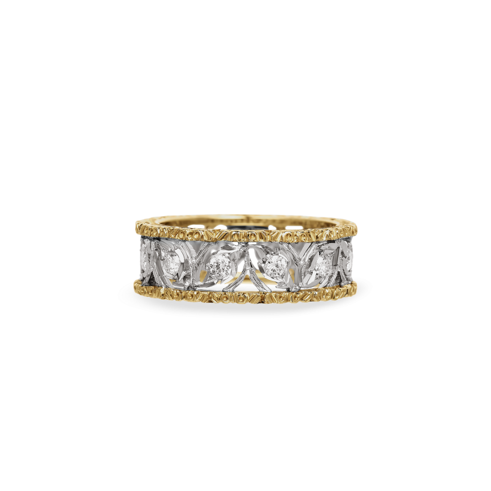 RAMAGE ETERNELLE 白金和黄金镶钻结婚戒指