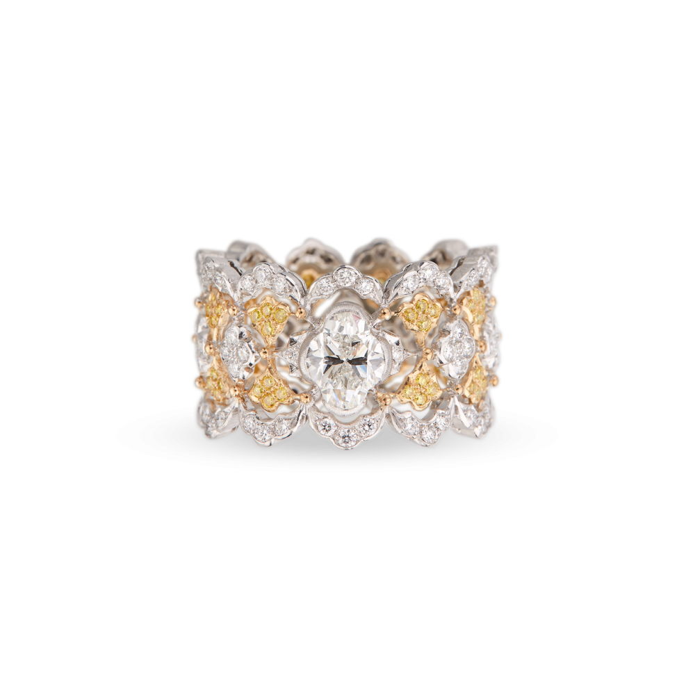 HIGH JEWELLERY 白金和黄金镶钻戒指