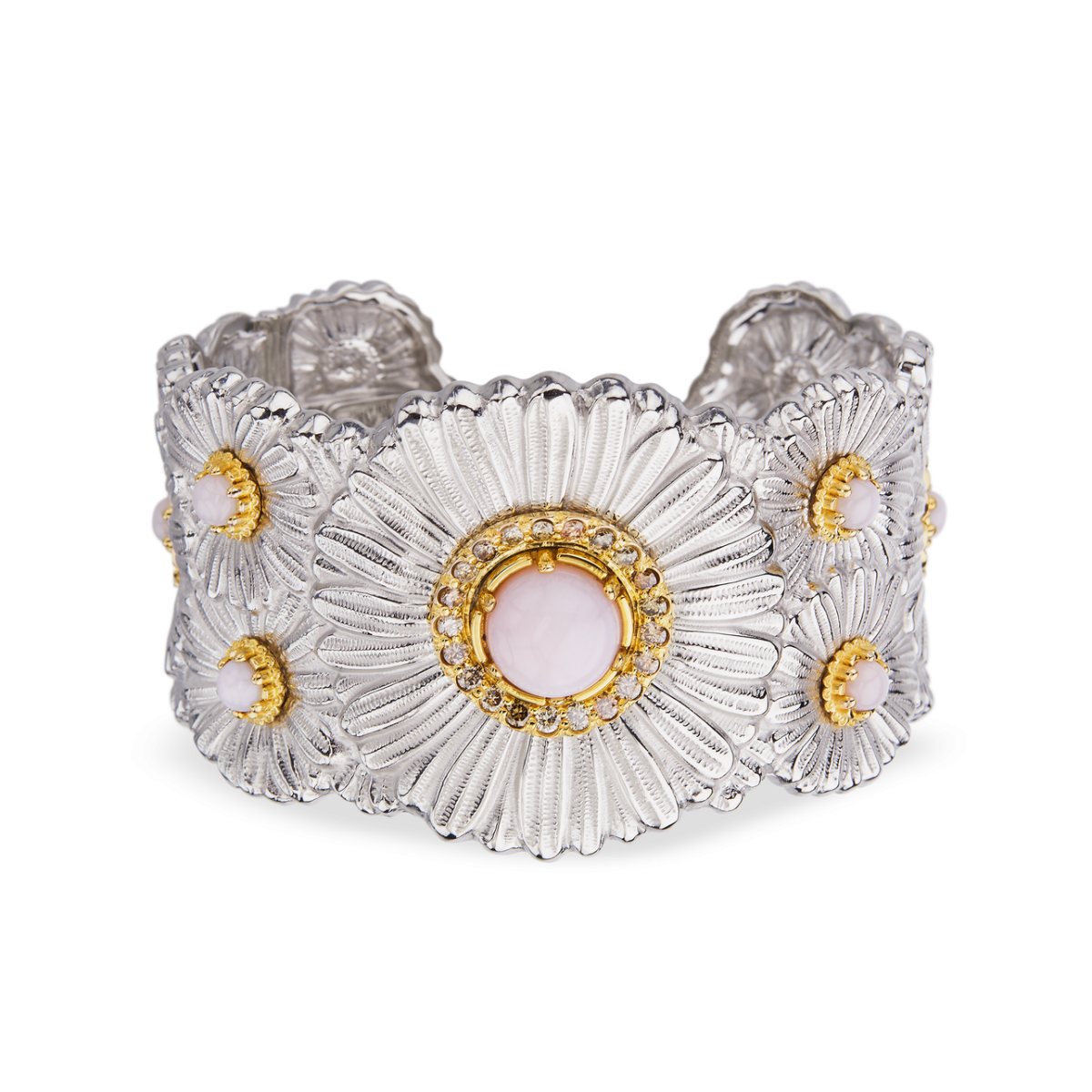 BLOSSOMS COLOR 银镶蛋白石手镯