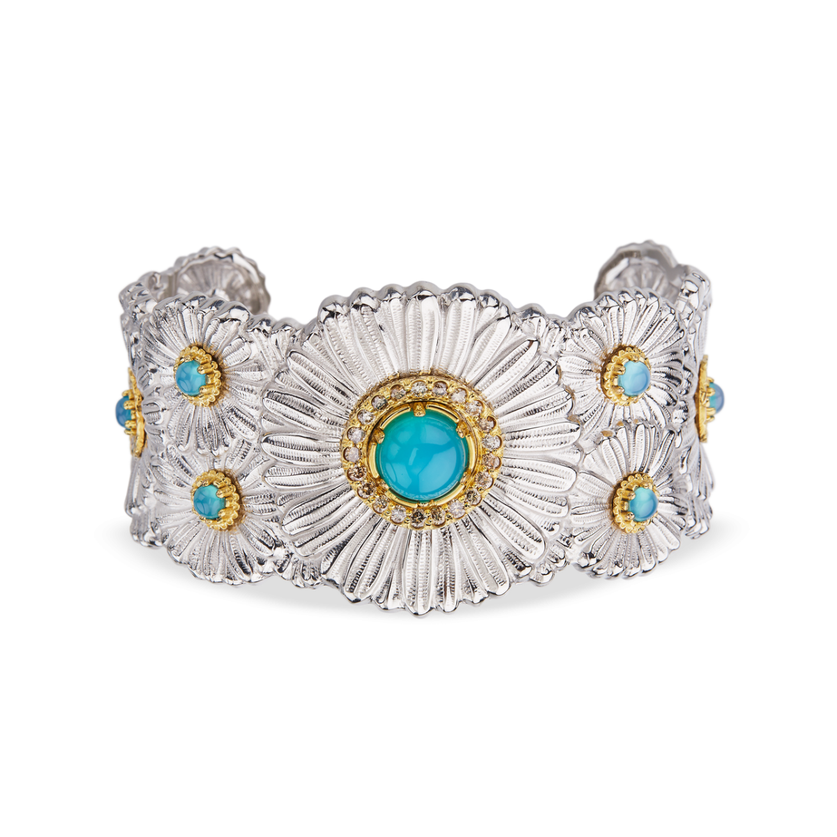 BLOSSOMS COLOR 银镶浅蓝玛瑙手镯