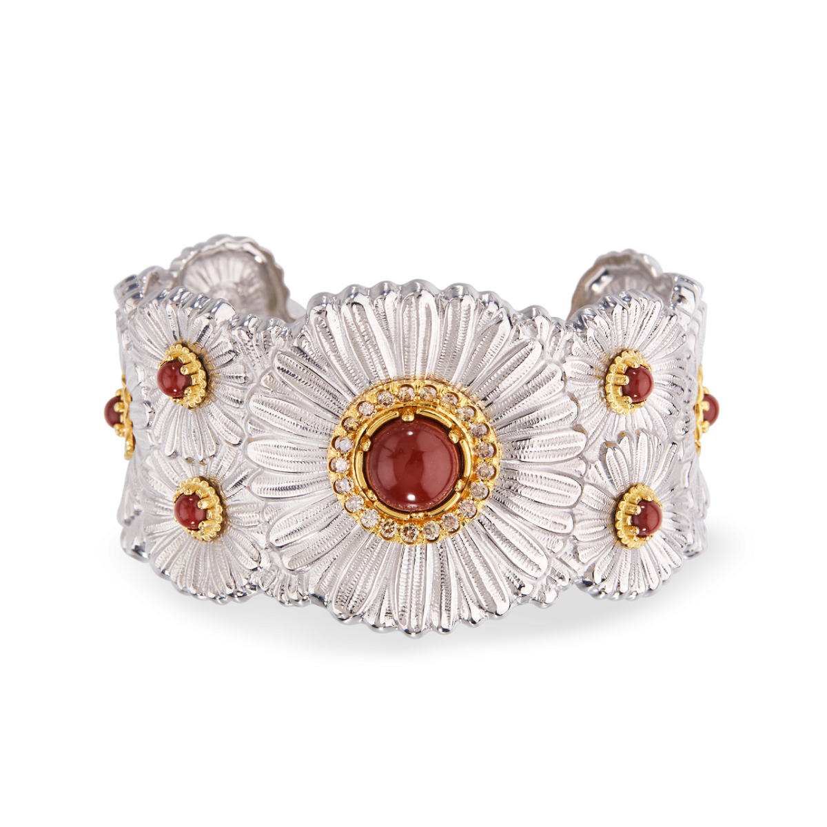 BLOSSOMS COLOR 银镶红碧玉手镯
