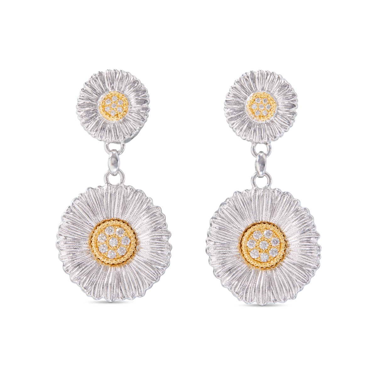 BLOSSOMS DIAMONDS AND GOLD 银与金质耳环