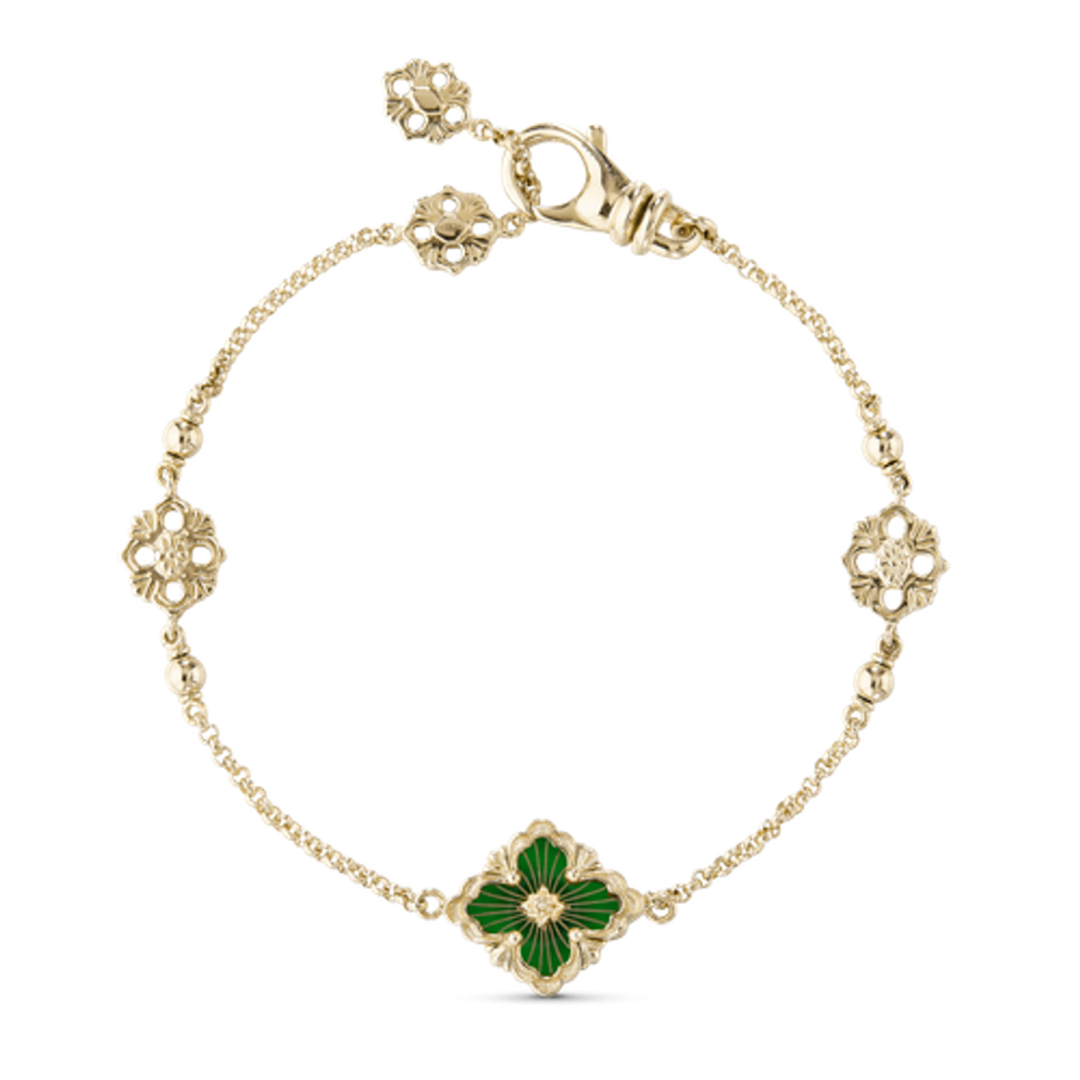 OPERA TULLE ENAMEL 黄金和绿色珐琅手链