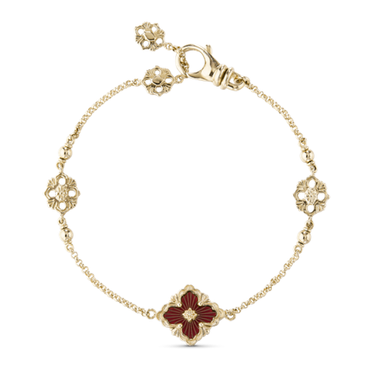 OPERA TULLE ENAMEL 黄金和红色珐琅手链