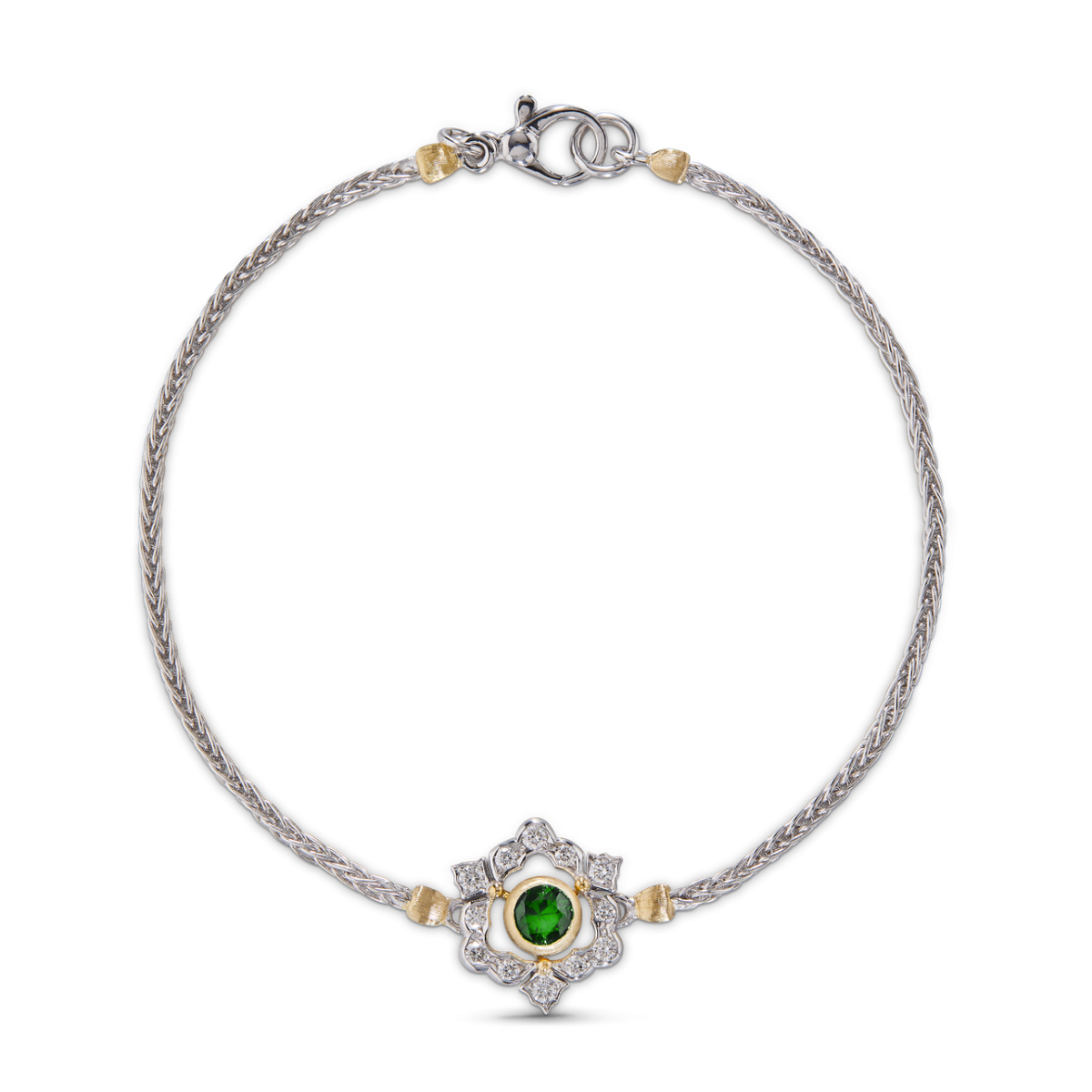 GHIRLANDA COLOR白金和黄金镶沙弗莱石手链