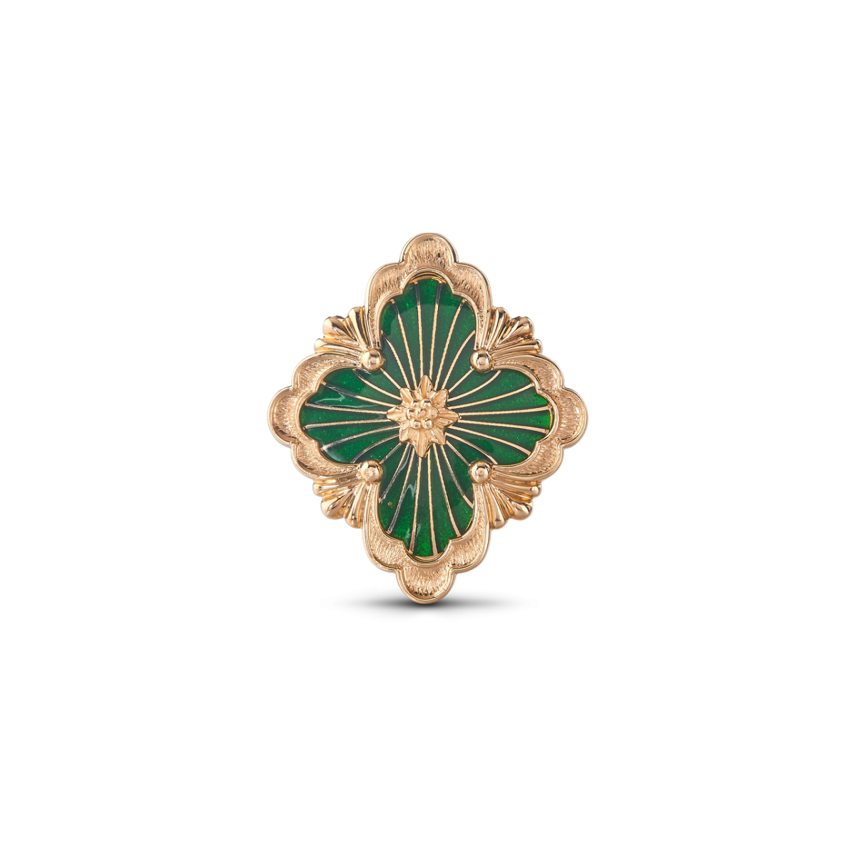 OPERA TULLE 黄金和绿色珐琅胸针