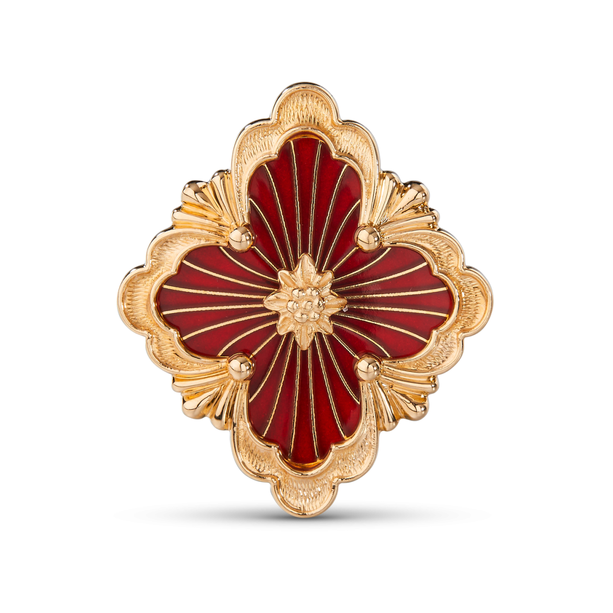 OPERA TULLE 黄金和红色珐琅胸针