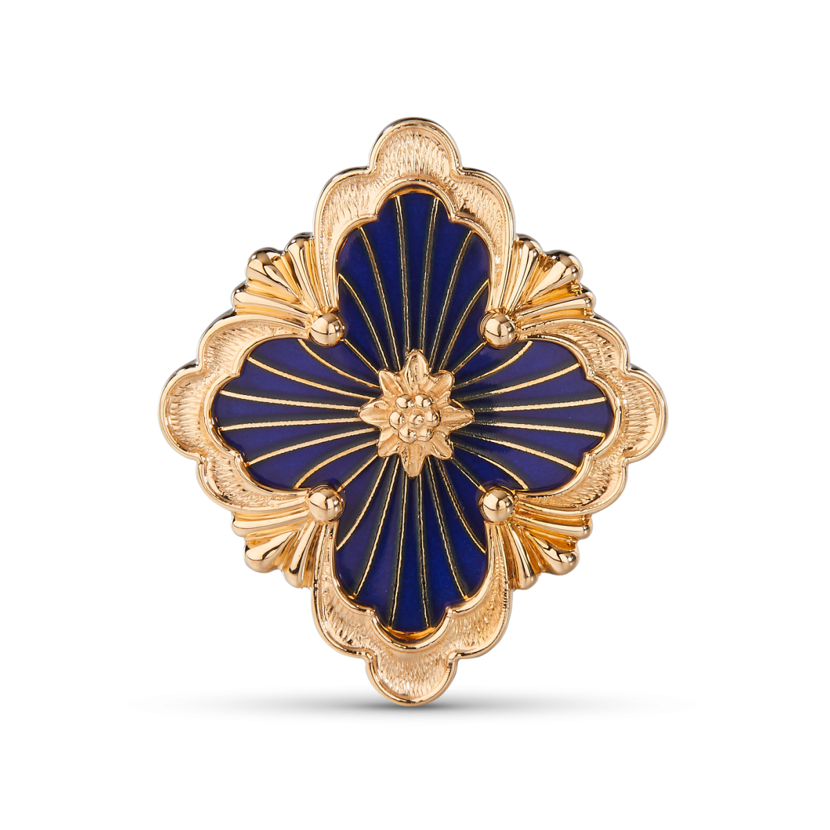 OPERA TULLE 黄金和蓝色珐琅胸针