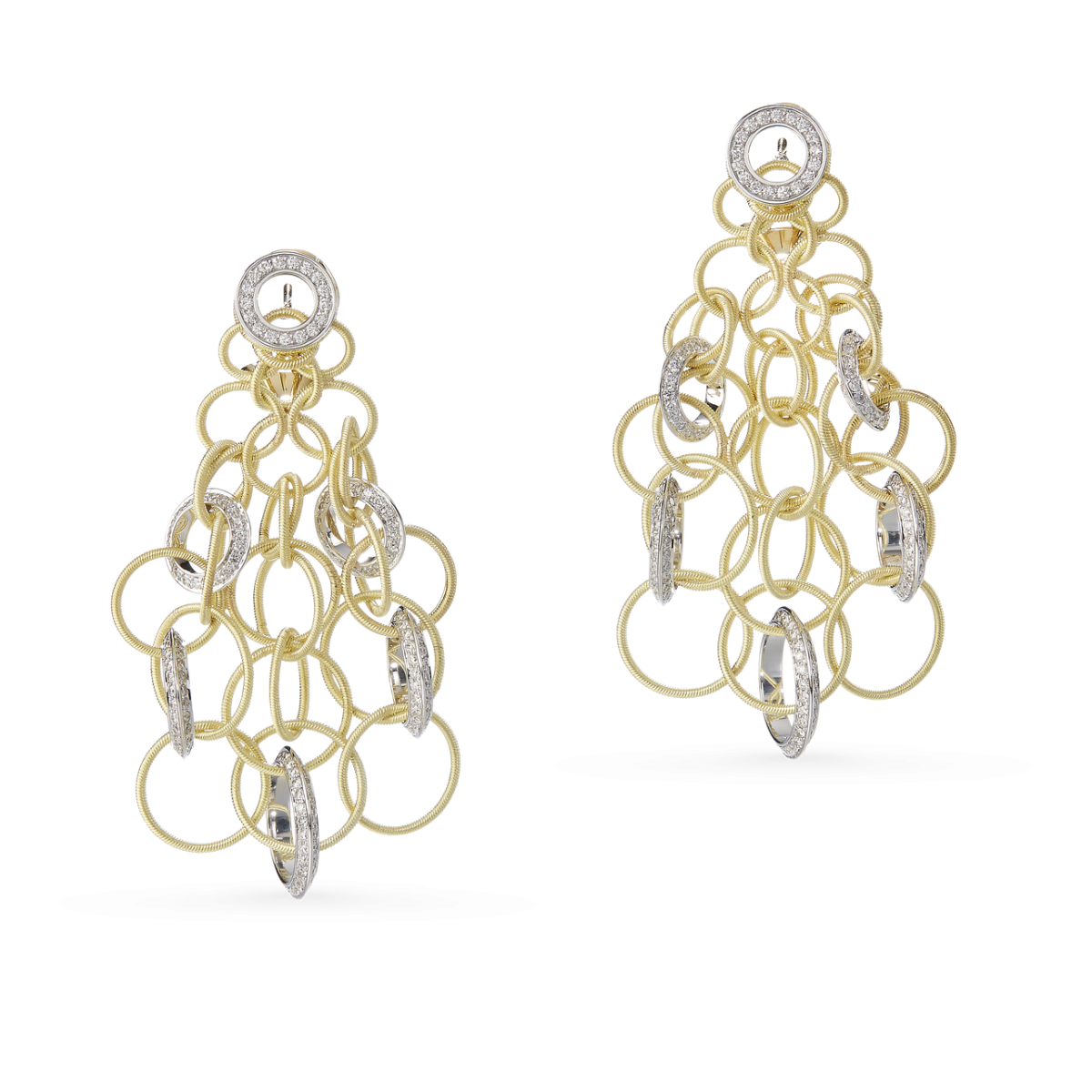 HAWAII 黄金和白金镶钻耳坠