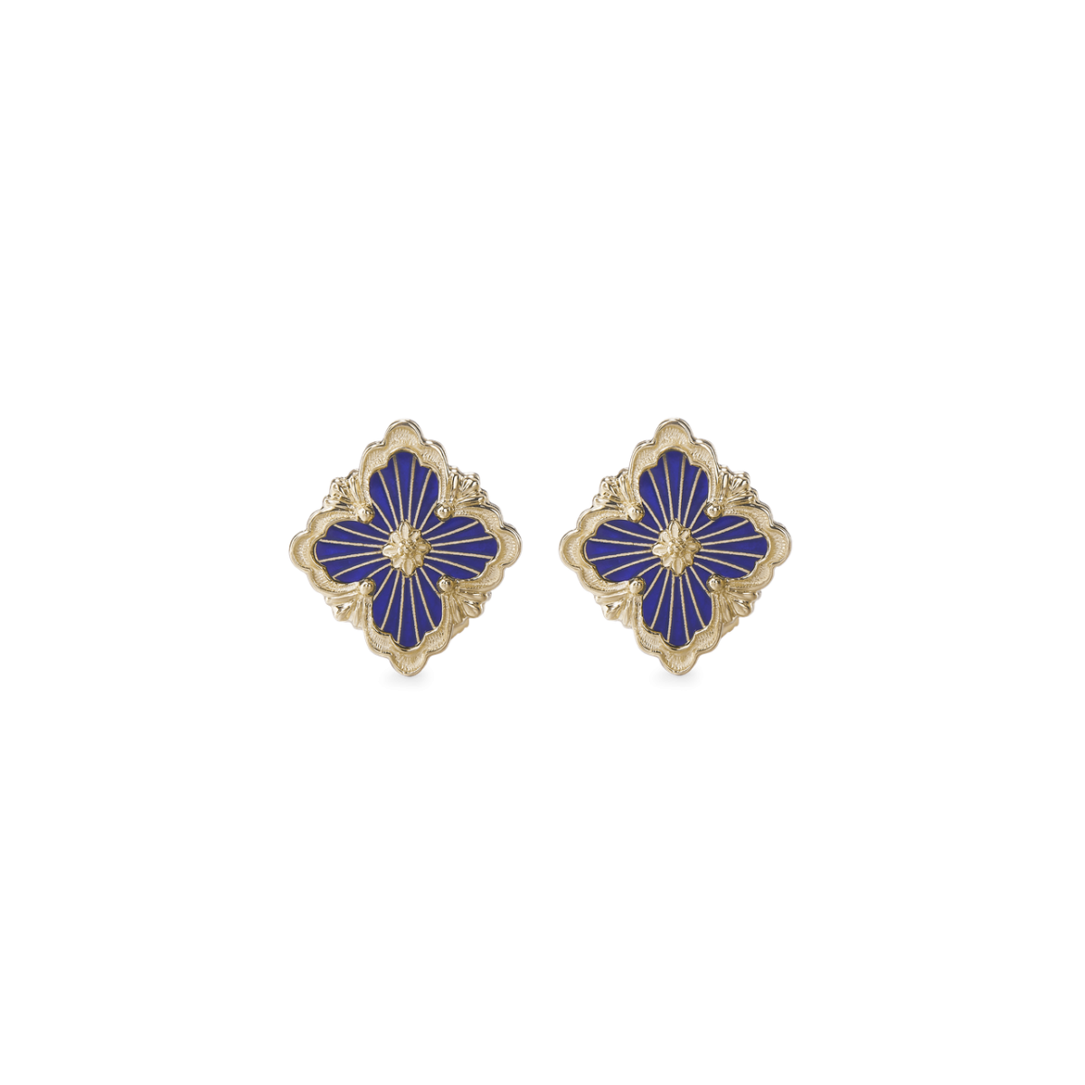 OPERA TULLE ENAMEL 黄金和蓝色珐琅耳钉