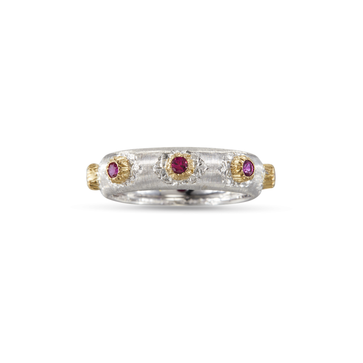 POSITANO ETERNELLE 白金和黄金镶红宝石结婚戒指