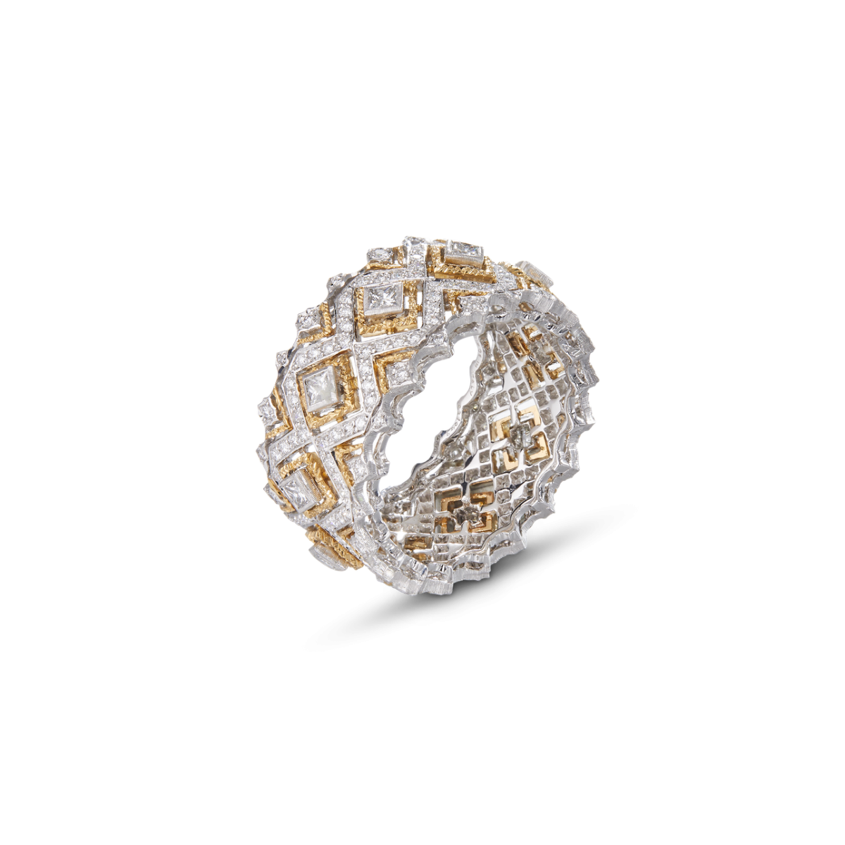 MOSAICO ETERNELLE白金和黄金镶钻戒指