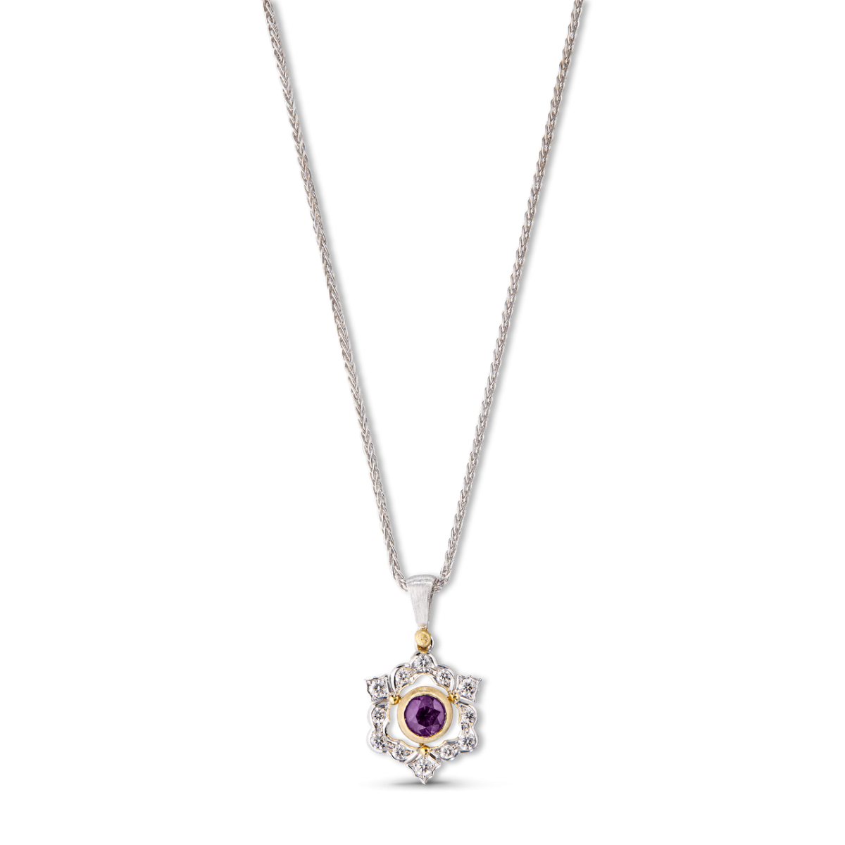 GHIRLANDA COLOR白金和黄金镶粉色蓝宝石吊坠